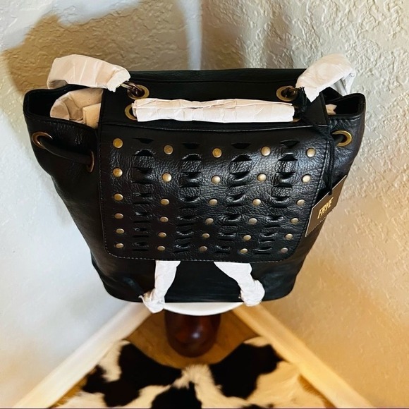 Frye Jade Studded Leather Backpack, ADJUSTABLE Chain/Leather Strap, Black, NWT - Picture 9 of 16